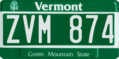 VT license plate ZVM874