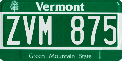 VT license plate ZVM875