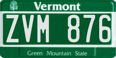 VT license plate ZVM876