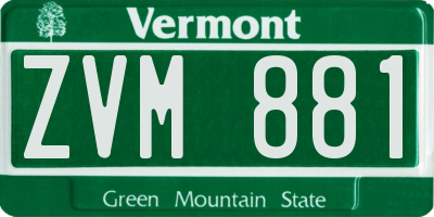 VT license plate ZVM881