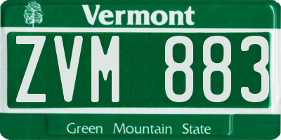 VT license plate ZVM883