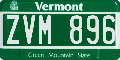 VT license plate ZVM896