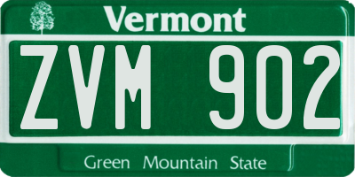 VT license plate ZVM902