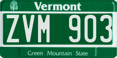 VT license plate ZVM903