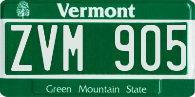 VT license plate ZVM905