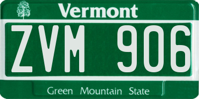 VT license plate ZVM906