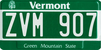 VT license plate ZVM907