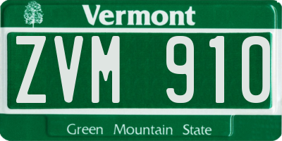 VT license plate ZVM910
