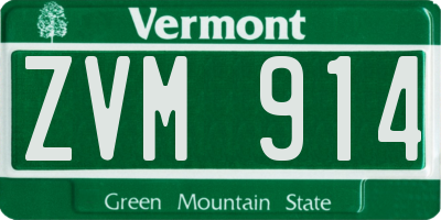 VT license plate ZVM914