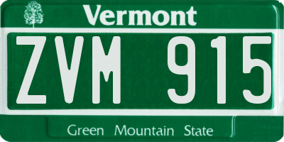 VT license plate ZVM915