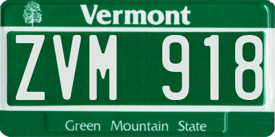 VT license plate ZVM918