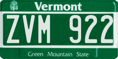 VT license plate ZVM922