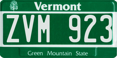 VT license plate ZVM923