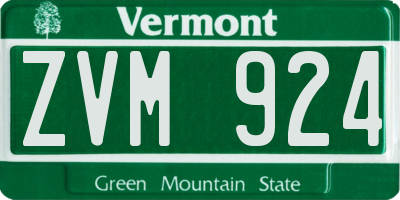 VT license plate ZVM924