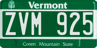 VT license plate ZVM925