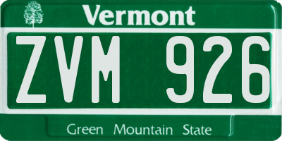 VT license plate ZVM926