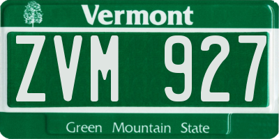 VT license plate ZVM927
