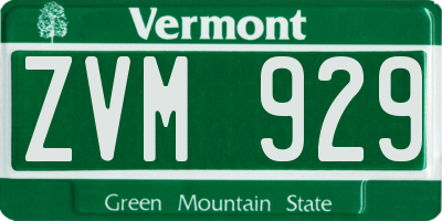 VT license plate ZVM929