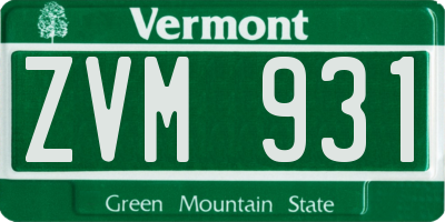 VT license plate ZVM931