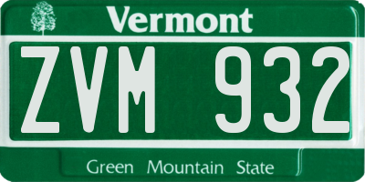 VT license plate ZVM932