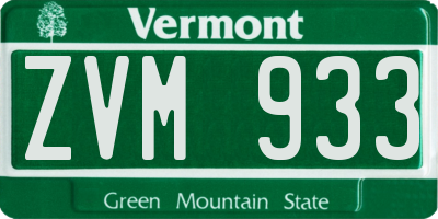 VT license plate ZVM933