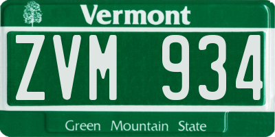 VT license plate ZVM934