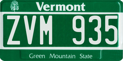 VT license plate ZVM935