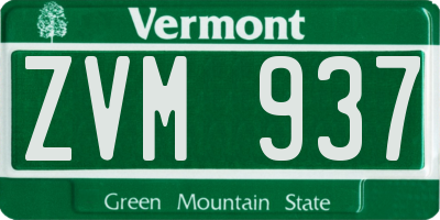 VT license plate ZVM937