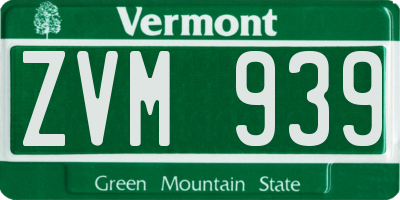 VT license plate ZVM939