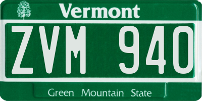 VT license plate ZVM940