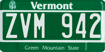 VT license plate ZVM942