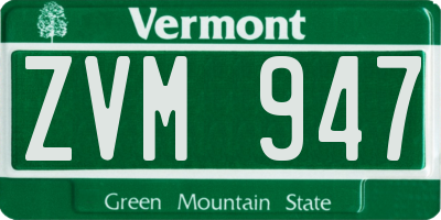VT license plate ZVM947