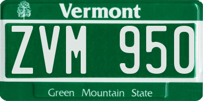 VT license plate ZVM950