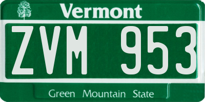 VT license plate ZVM953