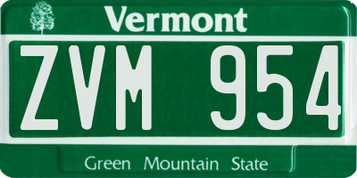 VT license plate ZVM954