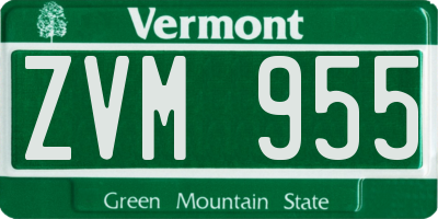 VT license plate ZVM955