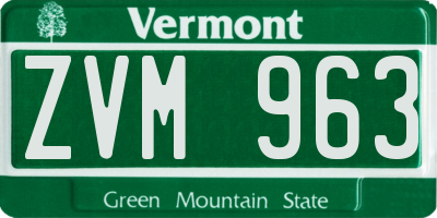 VT license plate ZVM963
