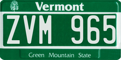 VT license plate ZVM965