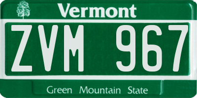 VT license plate ZVM967