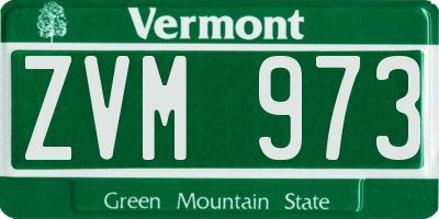 VT license plate ZVM973