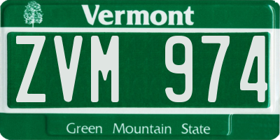 VT license plate ZVM974
