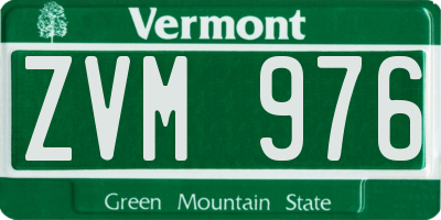 VT license plate ZVM976