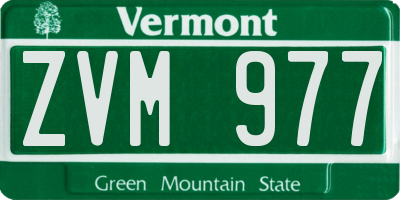 VT license plate ZVM977