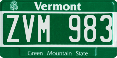 VT license plate ZVM983
