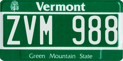 VT license plate ZVM988