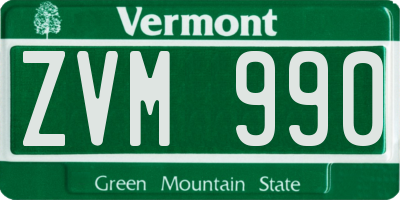 VT license plate ZVM990