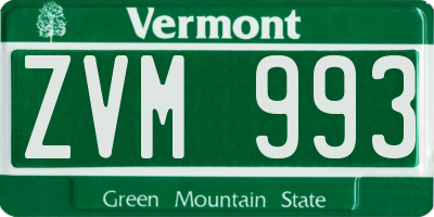 VT license plate ZVM993
