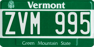 VT license plate ZVM995