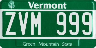 VT license plate ZVM999