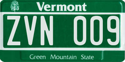 VT license plate ZVN009